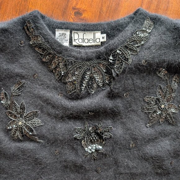 SHIMMERSTRAVAGNZA Rafella - Vintage 80s 90s NWOT Angora wool beaded sweater - M - Picture 5 of 5